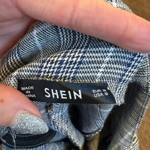 2 FOR $20 Shein Pinafore Plaid Over All Dress School Girl Jumper 100% Cotton M - Picture 5 of 10